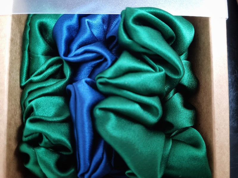 MULBERRY SILK SCRUNCHIES- 3  standard sizes